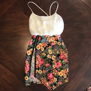 White and floral dress